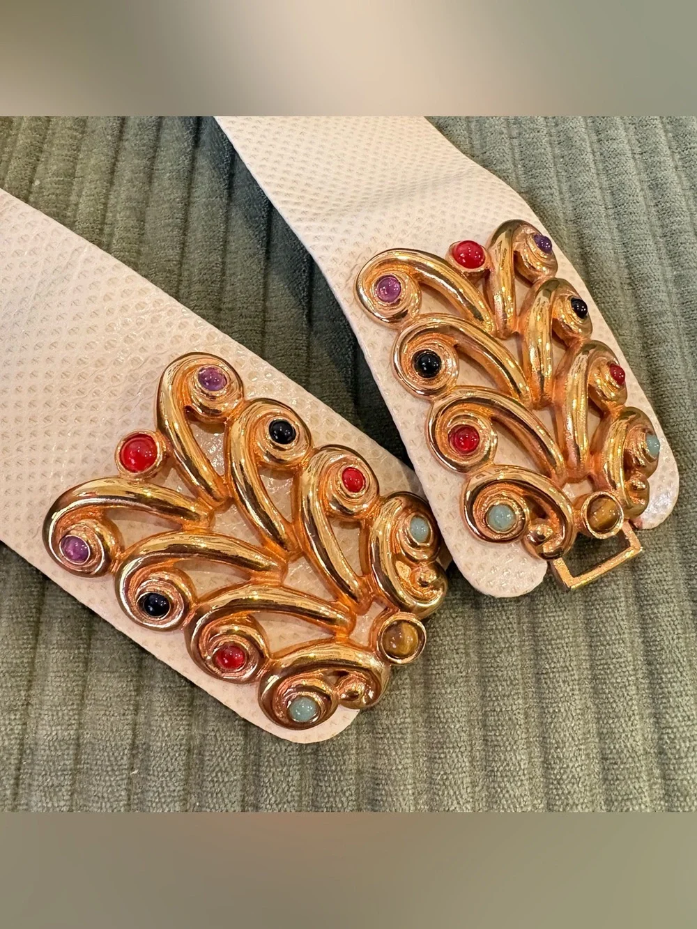 Vintage Judith Leiber Leather Belt with Jeweled Buckle